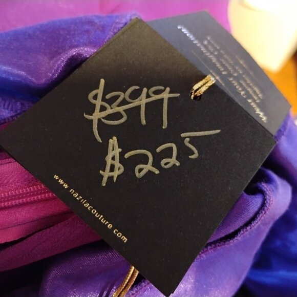 NAZILA COUTURE  size M Sequin Adorned One Shoulder Silk Chiffon Maxi Gown NWT - Picture 12 of 12